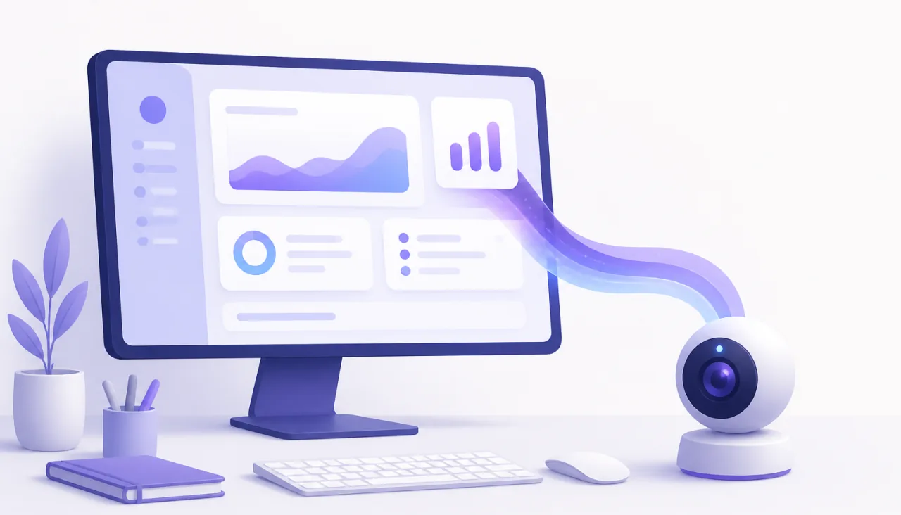 A computer screen streamed as a webcam feed into a video call